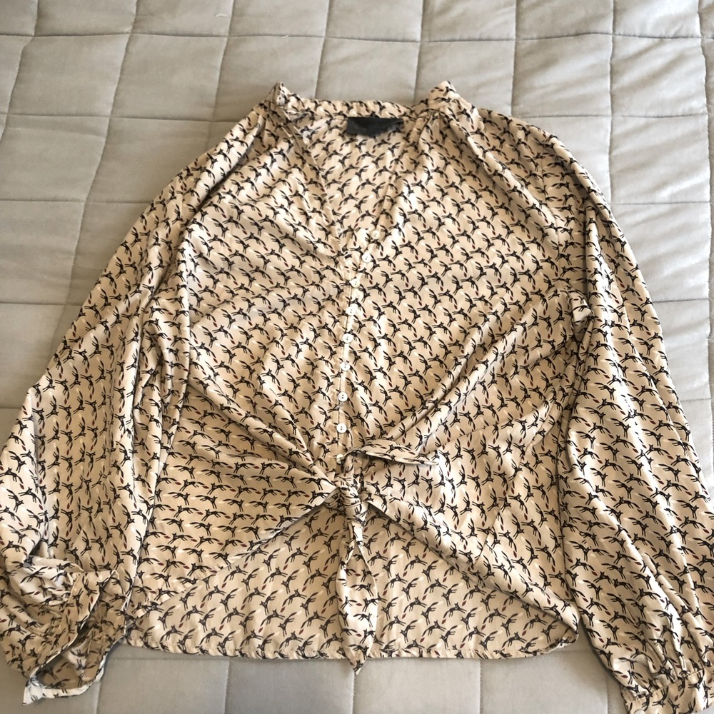 Anthropologie blouse with foxes